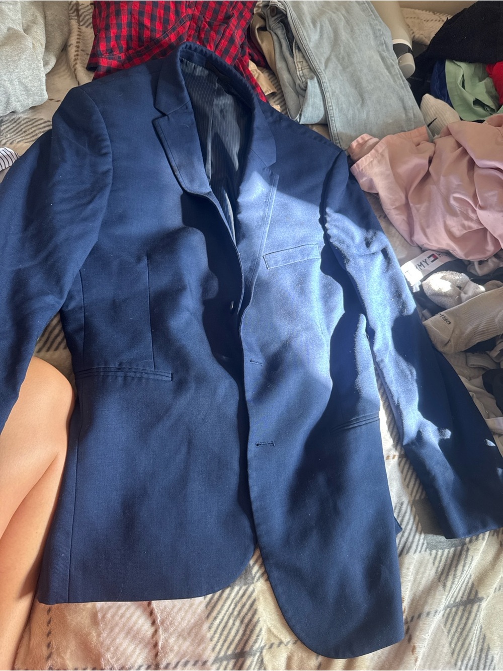 Men's Navy Blazer - Classic Single-Breast Suit Jacket